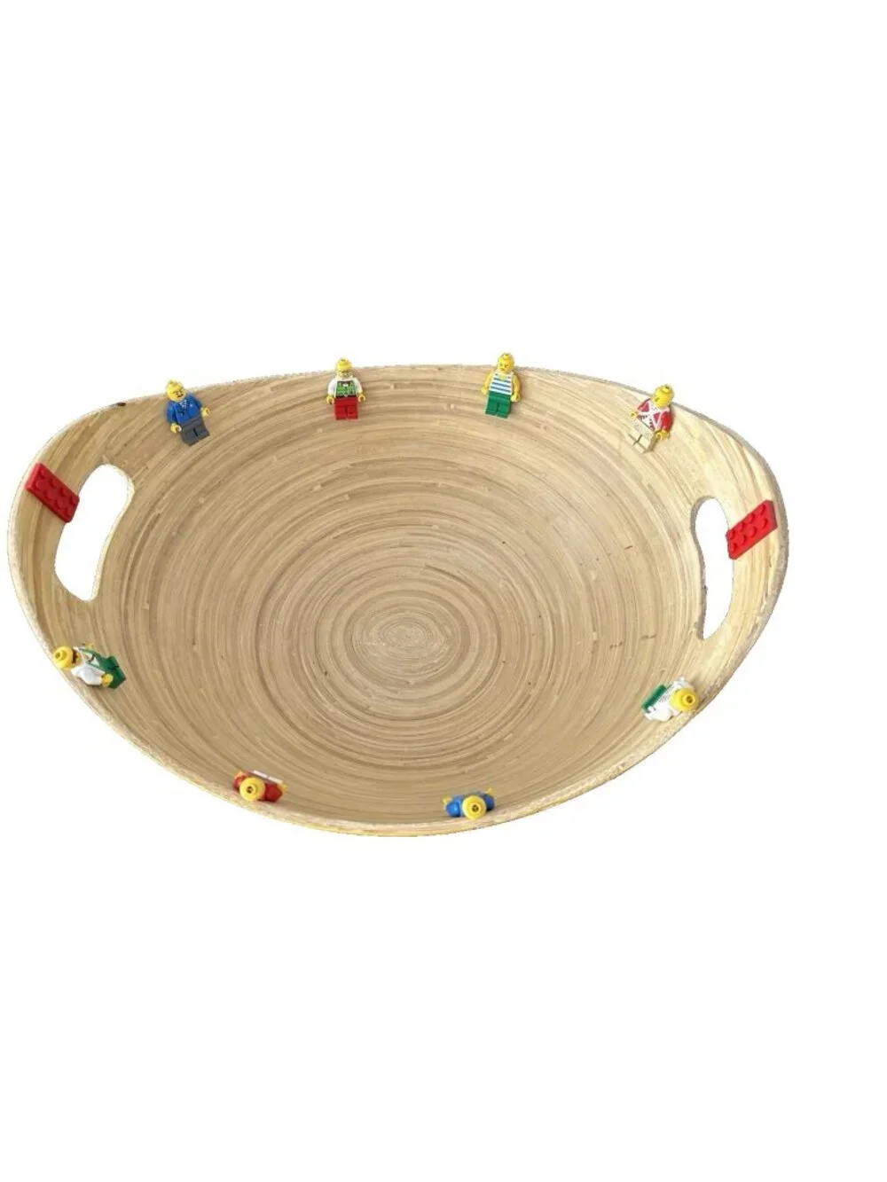 Core 15” x 12” Bamboo Kids Lego Party Serving Bowl w/8 Lego Men-Very Unique!